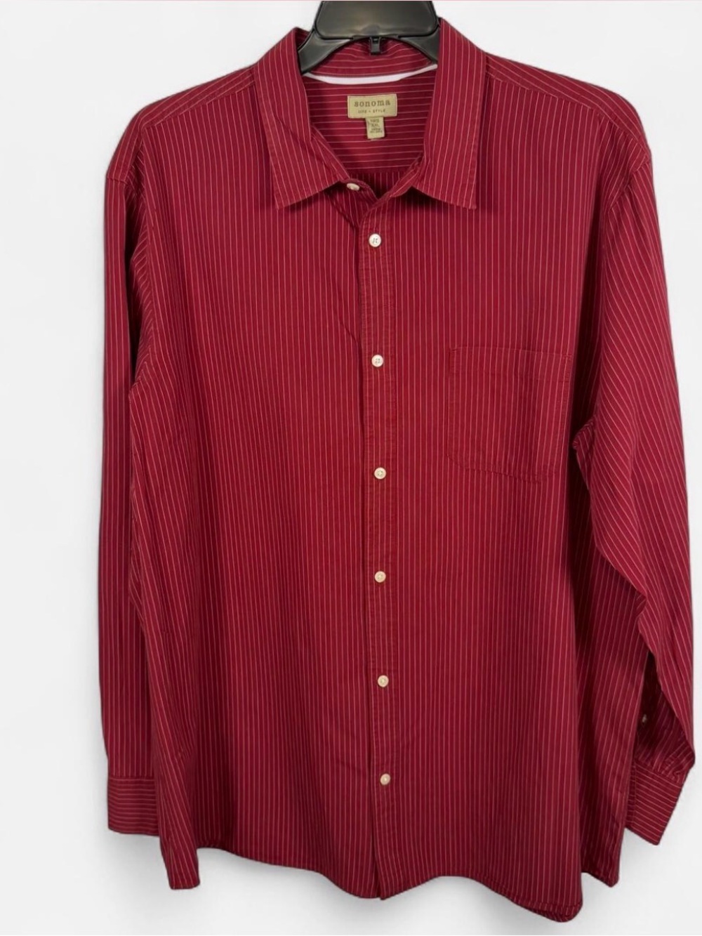 Sonoma Red Pinstripe Long-Sleeve Dress Shirt XXL